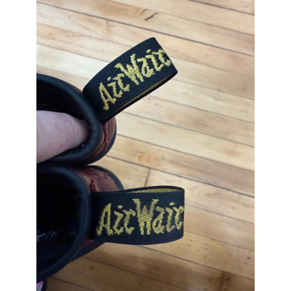 Dr Martens cherry red distressed combat boots - Picture 5 of 7